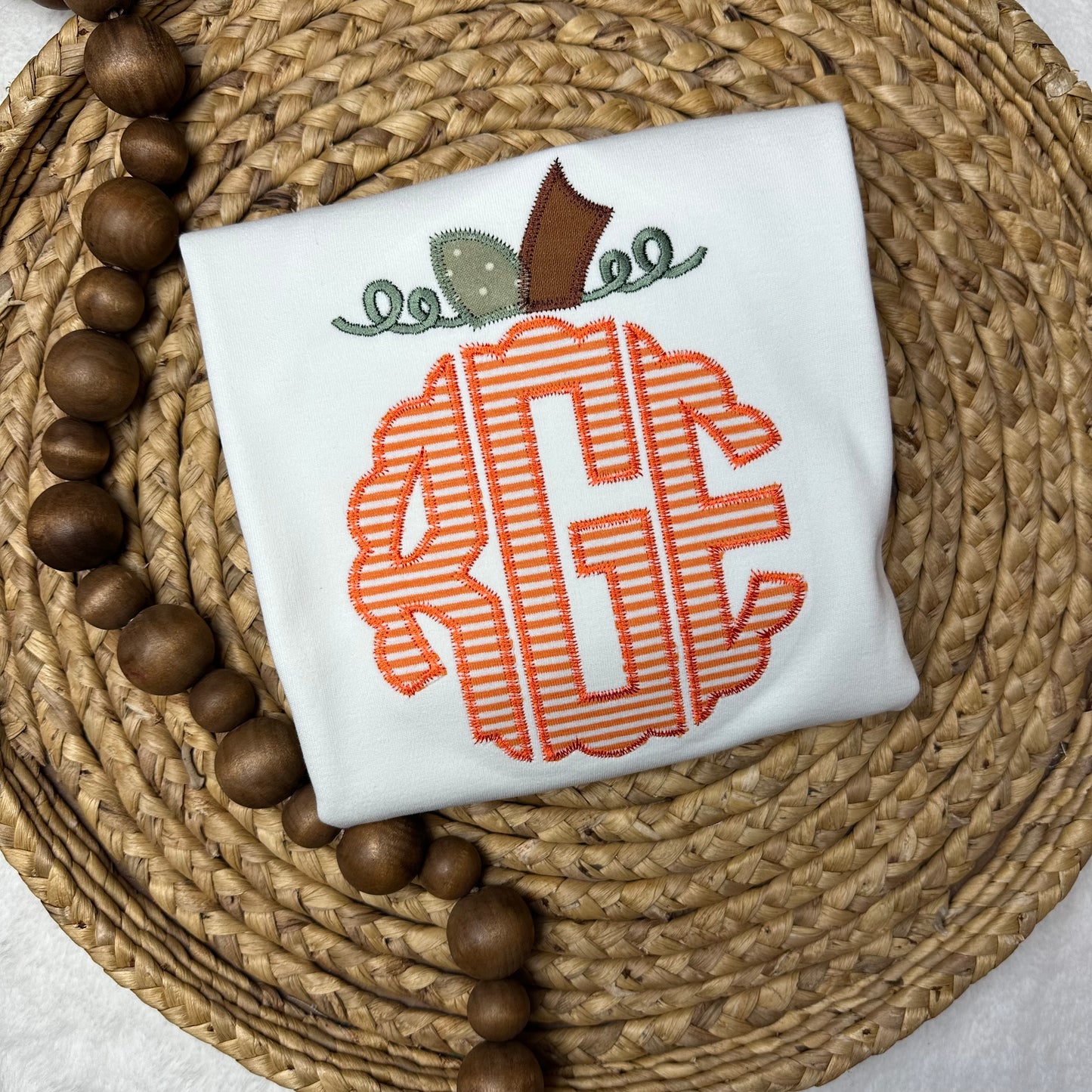 Pumpkin Monogram Shirt - Orange Stripe