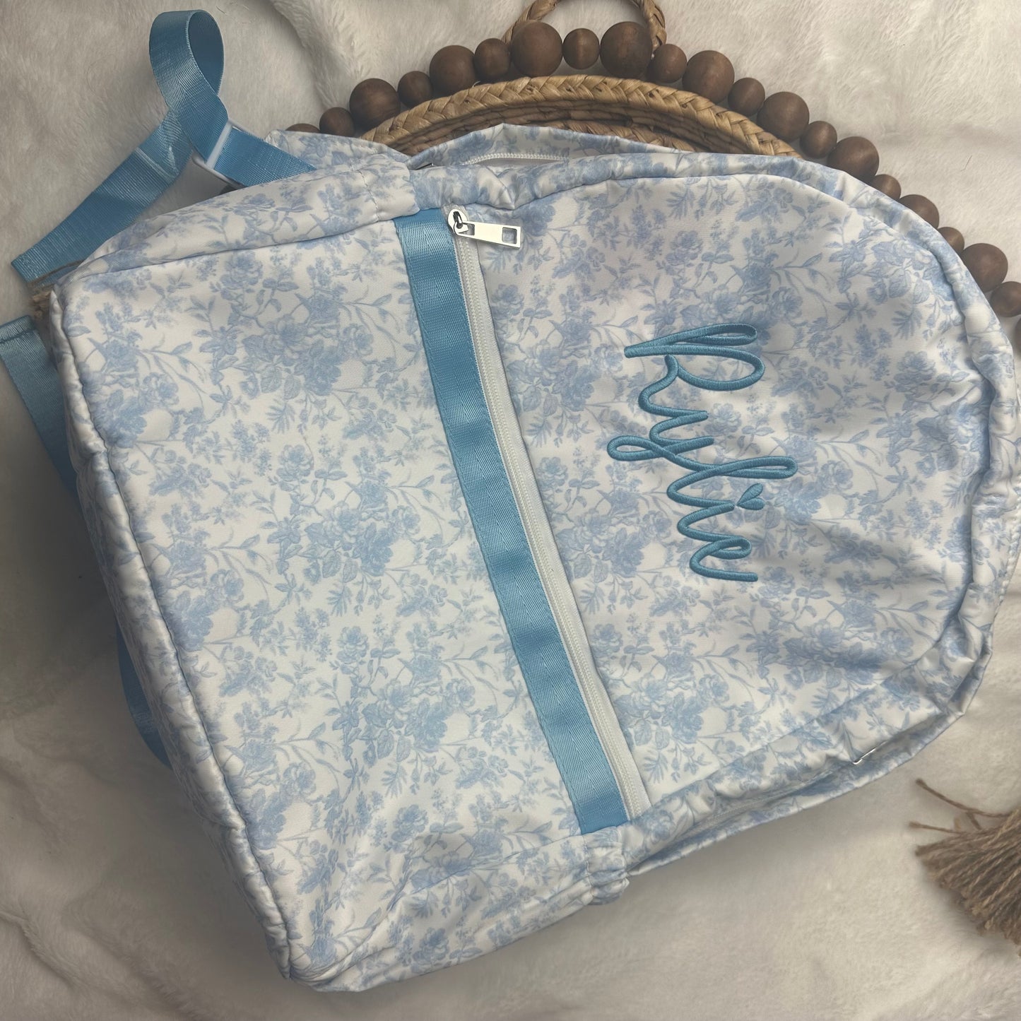 Blue Toile Backpack & Lunchbox