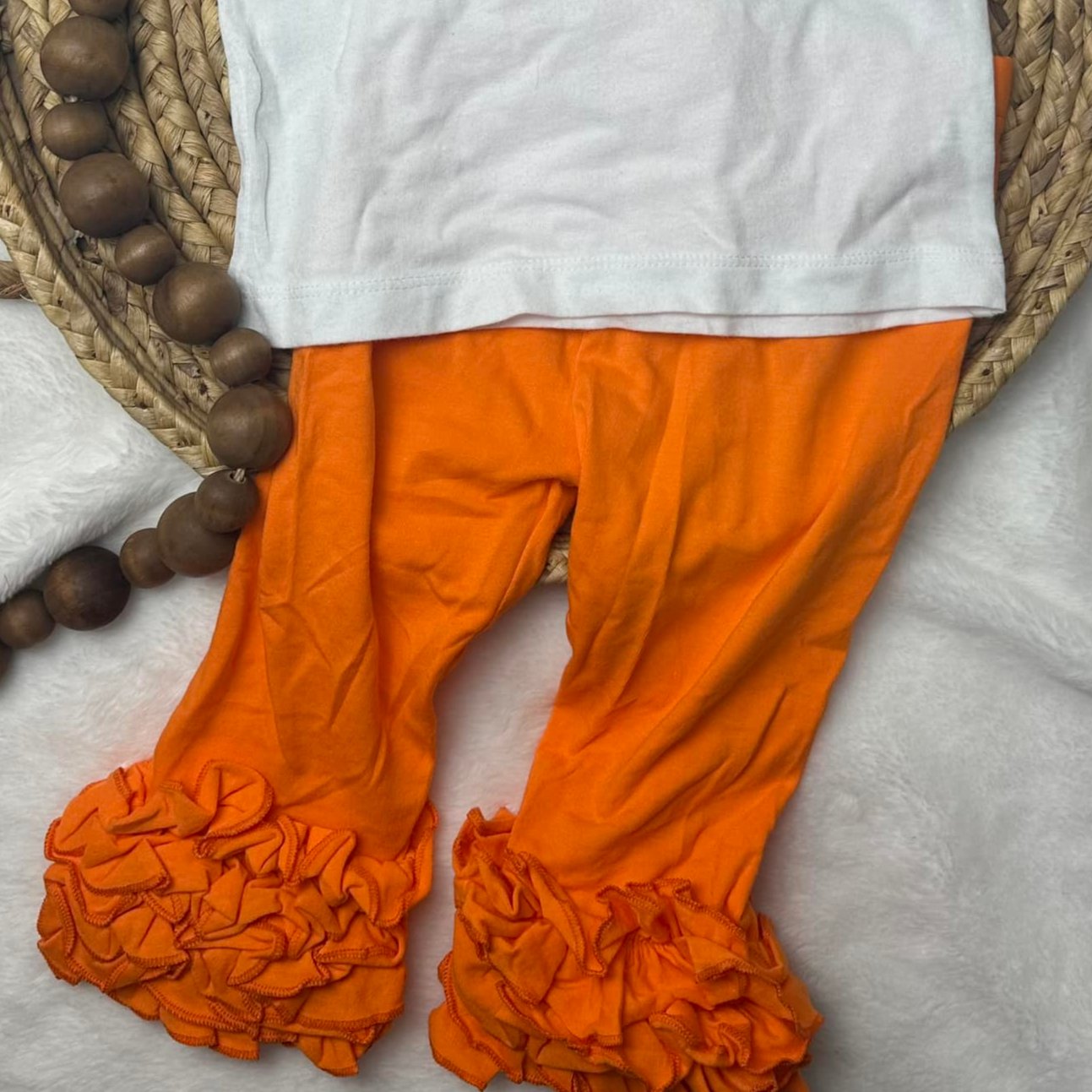 *In Stock* Solid Orange Ruffle Leggings