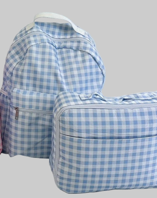 Blue Gingham Backpack & Lunchbox