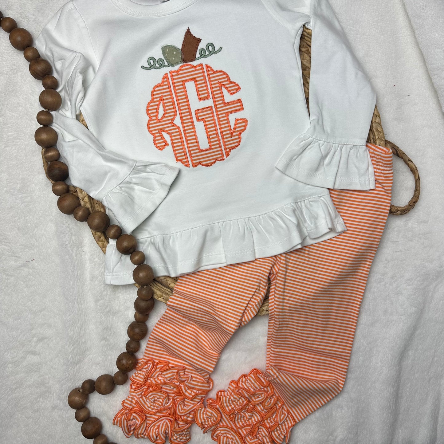 Pumpkin Monogram Shirt - Orange Stripe