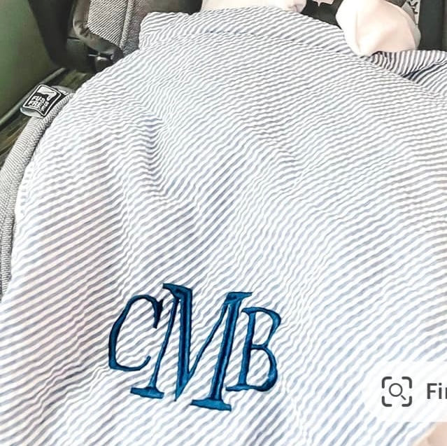 Blue Seersucker Blanket