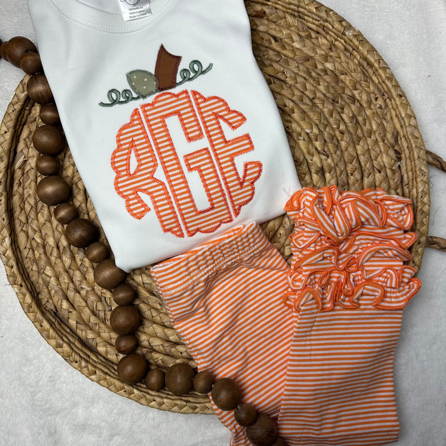 Pumpkin Monogram Shirt - Orange Stripe