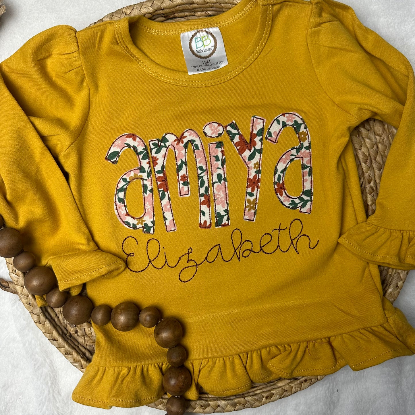 Fall Floral Appliqué Name