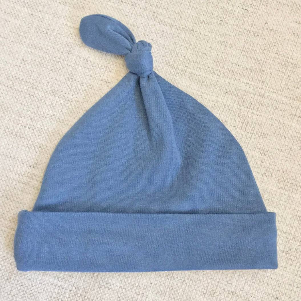 Newborn - Slate Blue Footie Sleeper & Hat Set