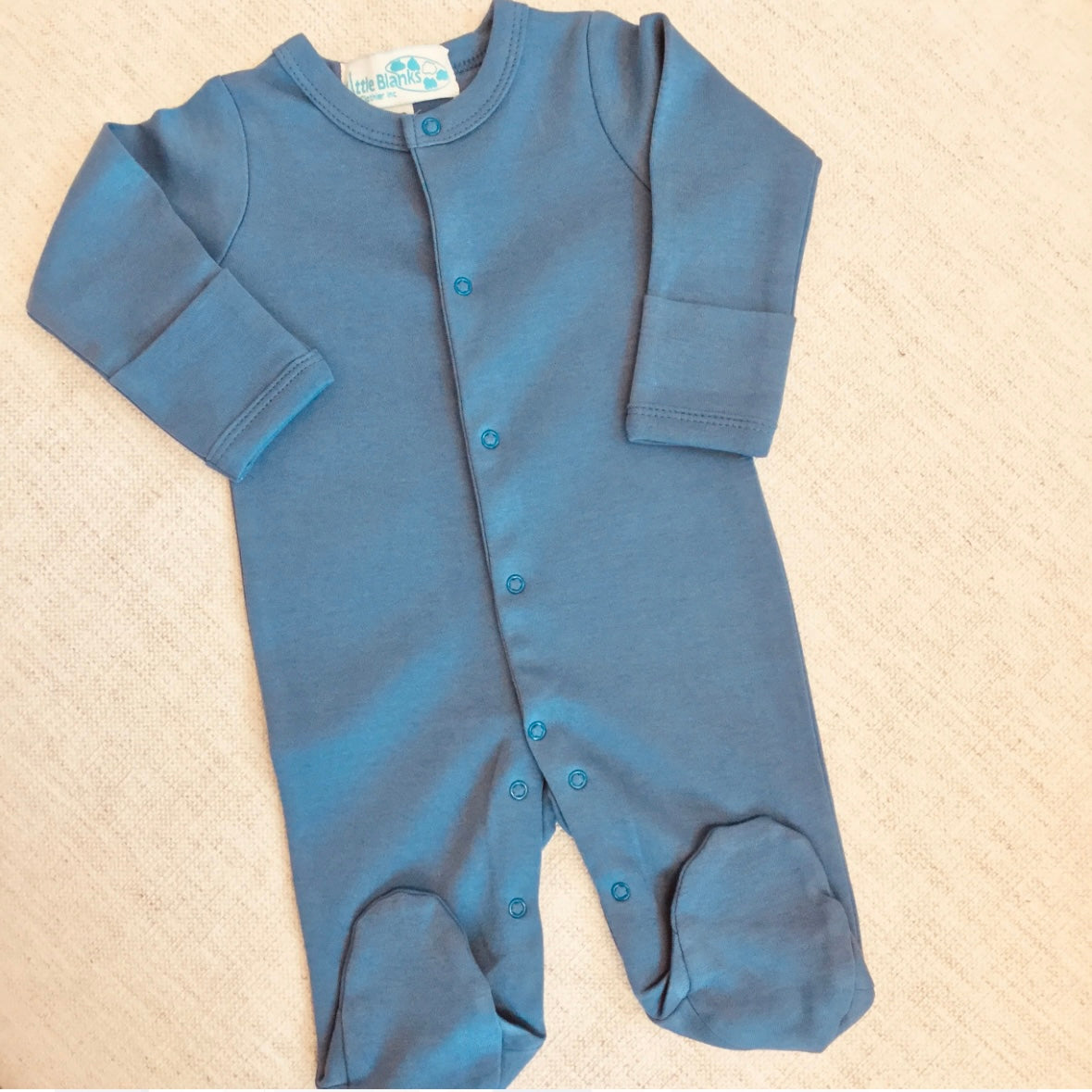 Newborn - Slate Blue Footie Sleeper & Hat Set
