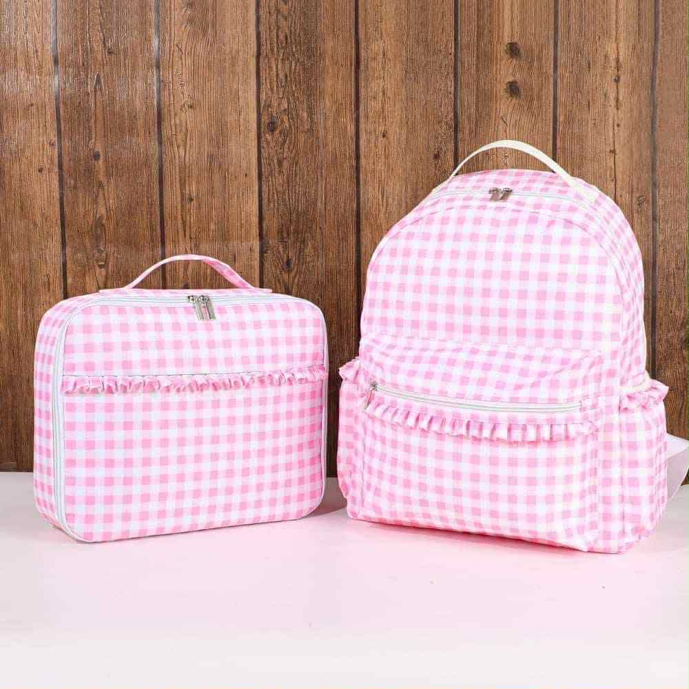 Pink Gingham Ruffle Backpack & Lunchbox