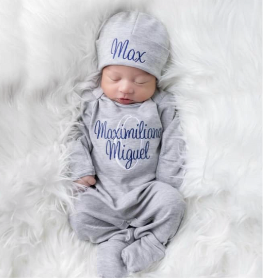 Grey Romper & Hat Set