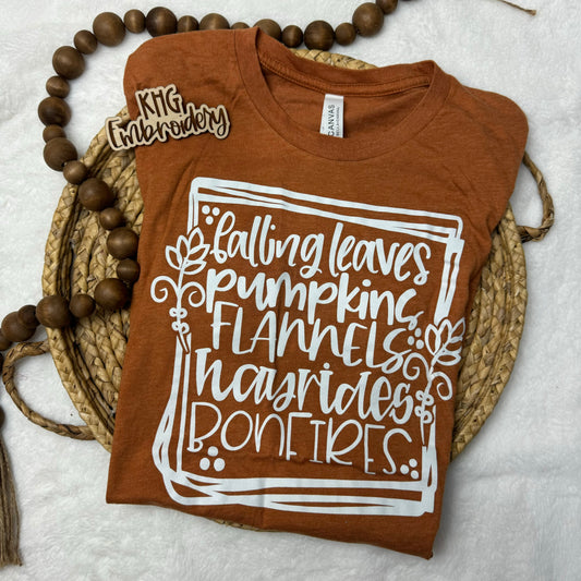Medium “Bonfires” Fall Short Sleeve Shirt