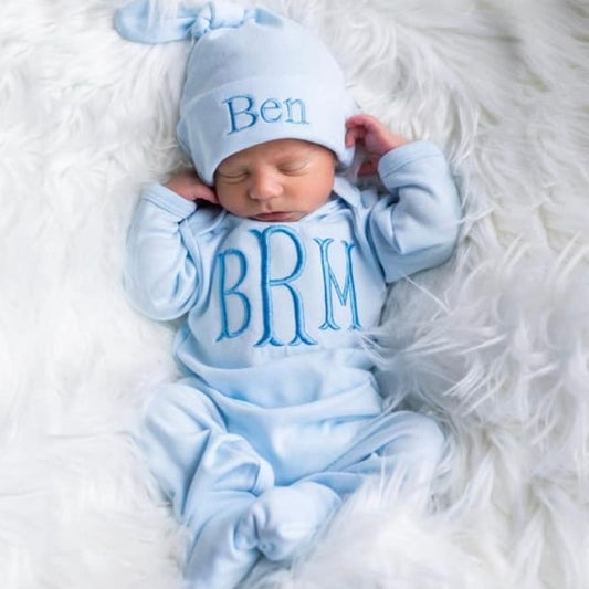 Baby Blue Romper & Hat Set