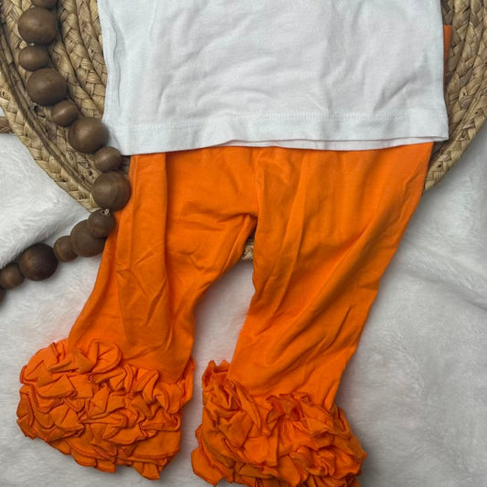 *In Stock* Solid Orange Ruffle Leggings