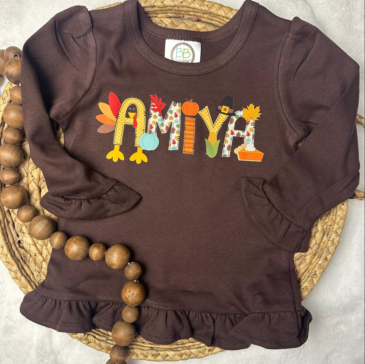 Thanksgiving Ruffle Name T's