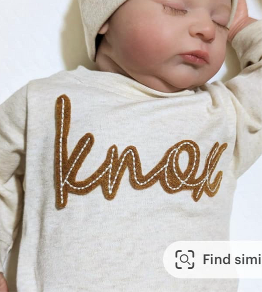 Oatmeal Romper with Appliqué Name