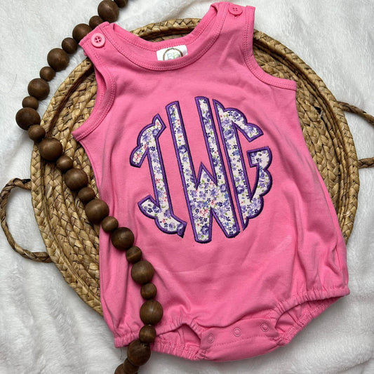 Purple Floral Initial Bubble