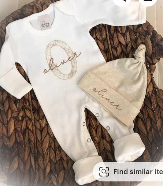 White Footie Romper & Hat