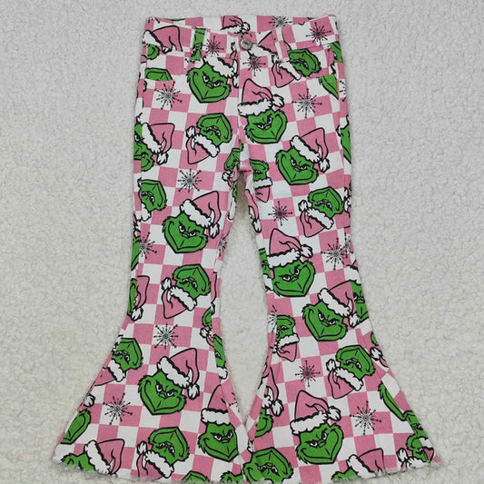 Denim Grinch Checkered Flare Pants