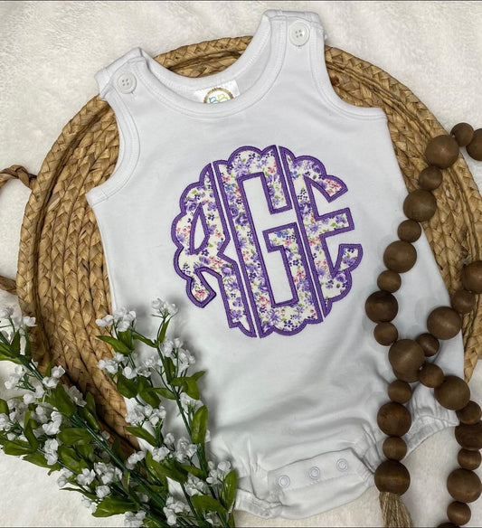 Purple Floral Initial Bubble