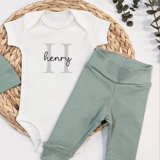Onesie & Green Pants Set