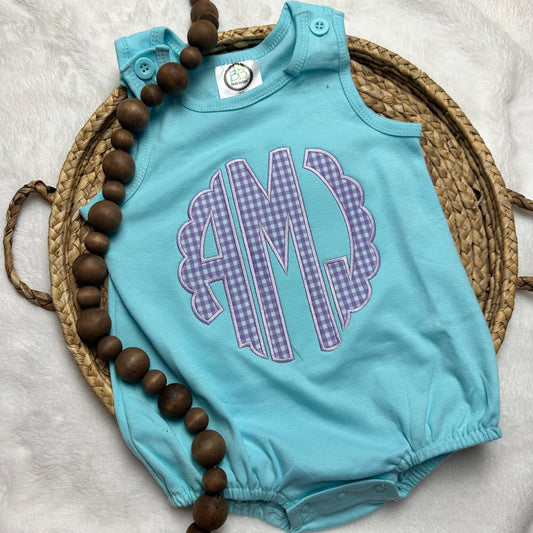 Purple Gingham Initial Bubble