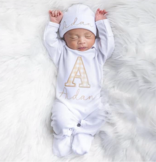White Footie Romper & Hat