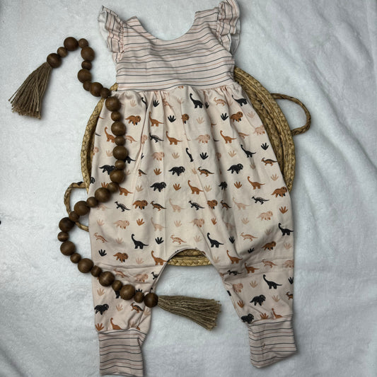 2T Neutral Dino Ruffle Romper