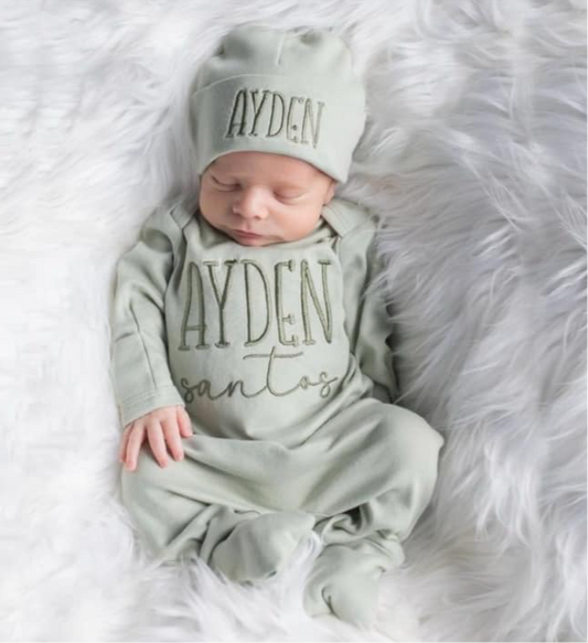 Green Romper & Hat Set