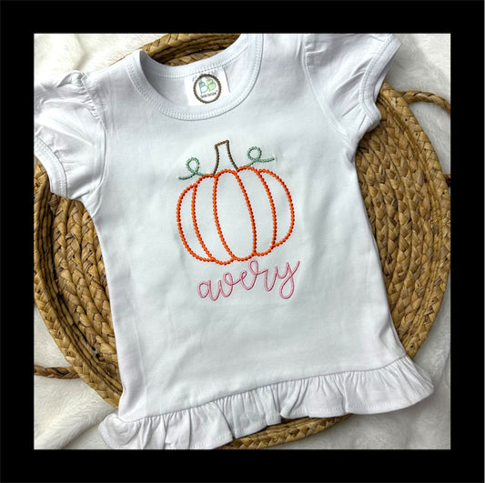 Pearl Stitched Pumpkin on White