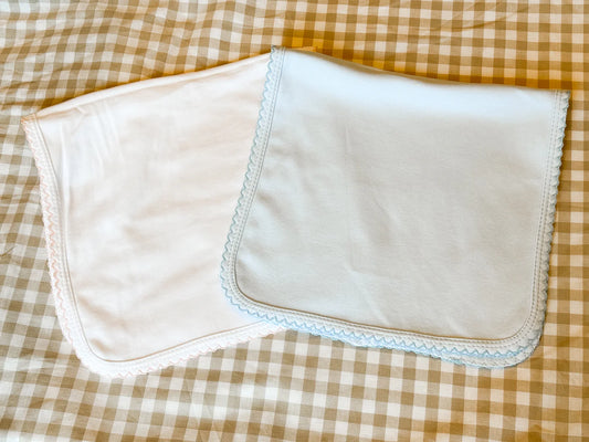 Cotton Burp Cloth with Picot Trim