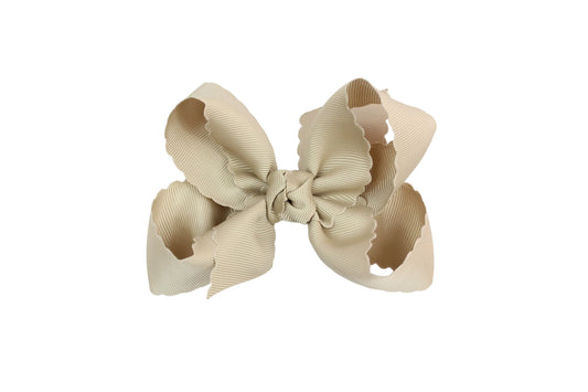 4.5" Oatmeal Scalloped Edge Bow (Large)